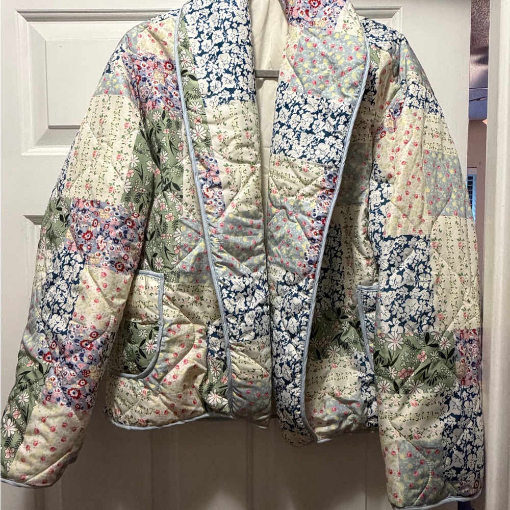 Floral Patchwork Pastel Quilted Jacket - image 1